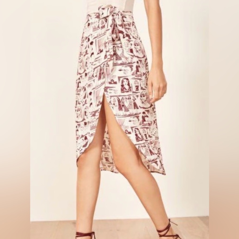 Reformation Comic Prinr Wrap Skirt